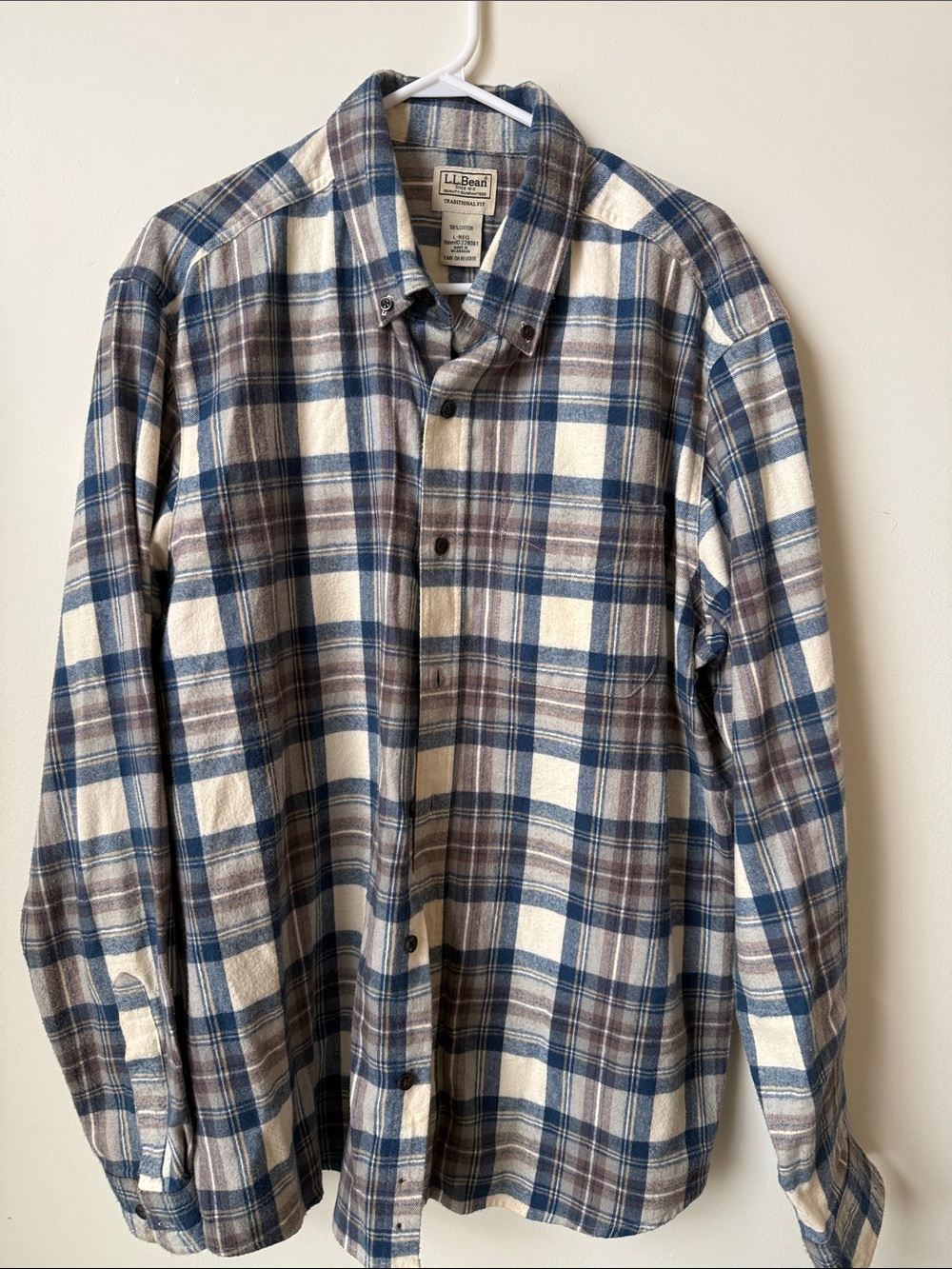 L.L. Bean plaid flannel 100% cotton button up